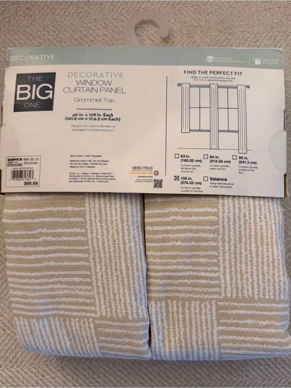 The Big One Beige and Cream Striped Grommet Curtain Panels - 2 Pack - Picture 2 of 5